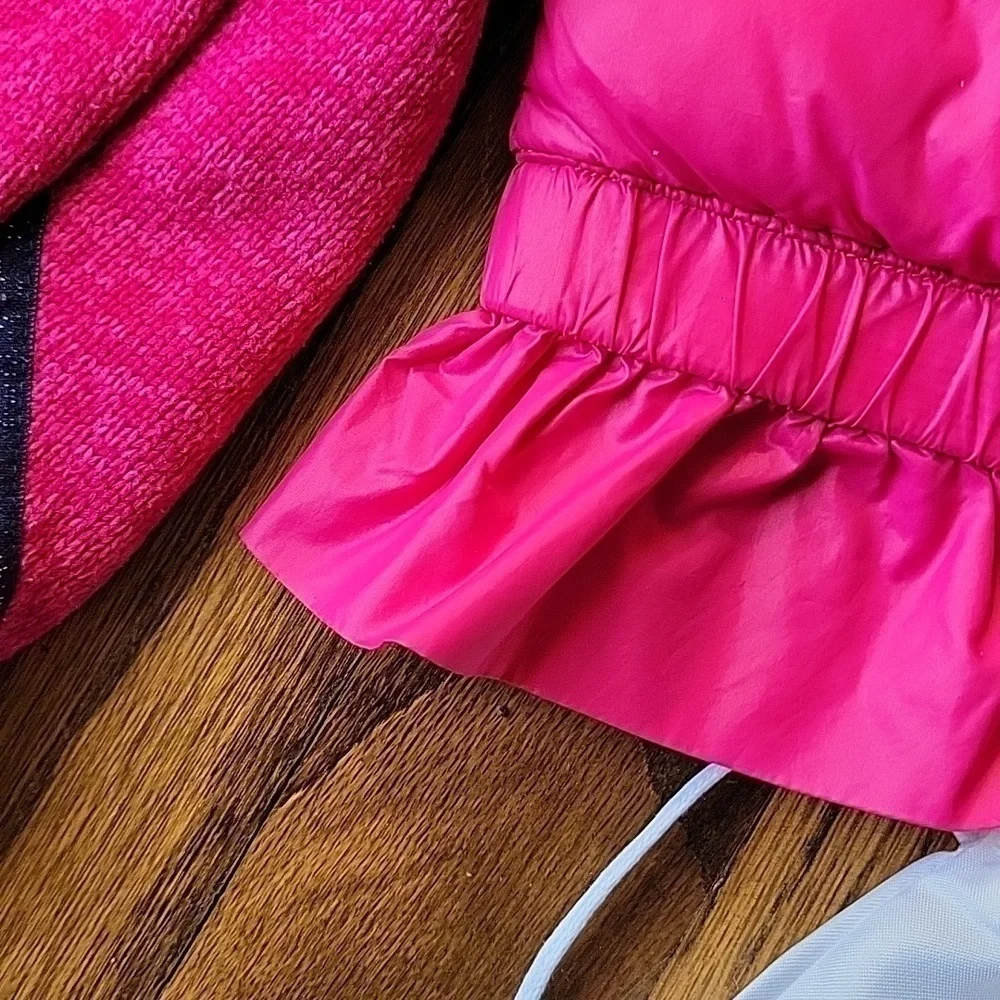 Michael Kors Hot Pink Puffer Ruffle Down Removable Hood Toddler Sz4 Light Jacket